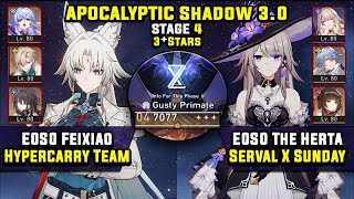 E0 Feixiao Carry \u0026 E0 The Herta Carry W/ Serval (3 Stars) Apocalyptic Shadow 4 Honkai Star Rail 3.0