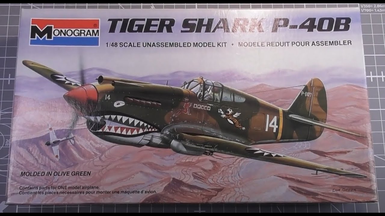 Tiger Shark P-40B 1:48 Monogram - Unboxing - YouTube