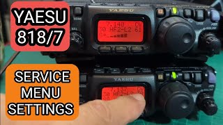 YAESU FT817 & 818 SERVICE MENU SETTINGS 2023 (These settings are not Universal)