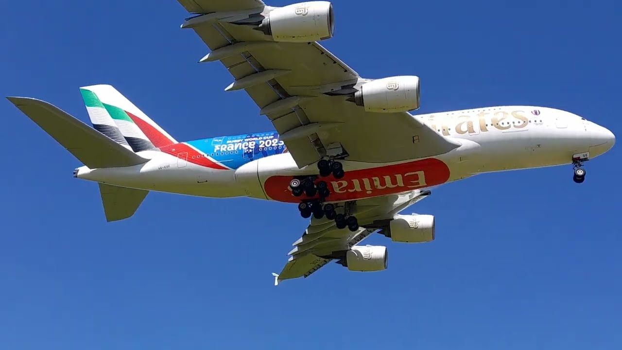 Emirates Airbus A380 (Rugby 2023 World Cup Livery) Landing Gatwick ...