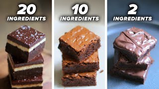 20-Ingredient vs. 10-Ingredient vs. 2-Ingredient Brownie • Tasty
