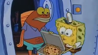 customer trying to get a pizza from spongebob