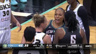 Heated Moment Turns Into A Play Fight When Ref Walks Up 😂 | WNBA Playoffs, Chicago Sky vs NY Liberty