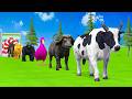 Paint & Animals Duck,Gorilla,Lion,Elephant,Cow,Sheep Fountain Crossing Transformation Animal Cartoon