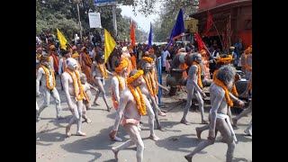 Naga Sadhus of Juna Akhada's Peshwai during Kumbh Mela. | नागा साधुओं की रैली - कुम्भ मेला