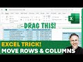 How To Move Rows and/or Columns - Without Replacing (mouse & formula methods) -🪄Nice Excel Trick: