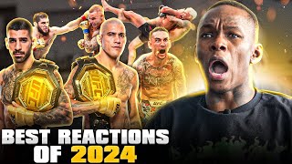 Israel Adesanya Reacting to an INSANE Year of UFC Fights | Best Reactions of 2024