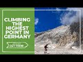 Climbing to the top of Zugspitze, the highest point in Germany