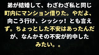 弟が結婚して、わざわざ私と同じ町内にマンション借りた。やだよ、向こう行け、シッシッ！とも言えず。ちょっとした不安はあったんだが、なんかその不安が的中したみたい。。