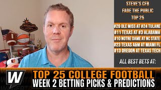 College Football Week 2 Picks and Odds | Top 25 College Football Betting Preview & Predictions