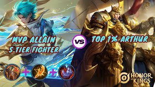 HONOR OF KINGS| ALLAIN VS TOP 1% ARTHUR| BUILD AND CLASH LANE GAMEPLAY COMMENTARY #honorofkings