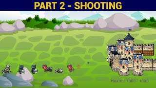 PyGame Castle Defender Game Beginner Tutorial in Python - PART 2 | Aiming at the Mouse & Shooting