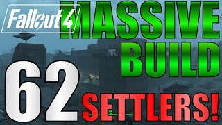 Fallout 4: 62 Settlers!! Biggest Settlement on PS4?!  NO Mods. Starlight Drive-In