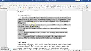 Week 6 Video- Discourse Community Analysis (explanation)