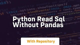 python read sql without pandas