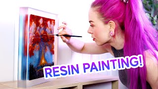 Painting my First Layered Resin Painting (it's 3D!)