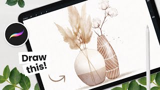 How To Draw: Watercolor Pampas Grass • Cottagecore Procreate Tutorial