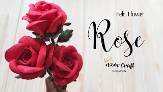 CARA MEMBUAT BUNGA MAWAR DARI KAIN FLANEL  | How To Make Realislic Rose Felt Flower