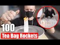 I make 100 flying tea bag rockets for 100 subscribers | How To and Science Experiment