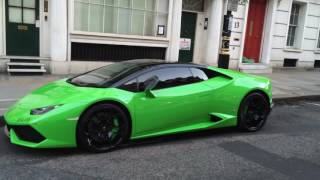 Green Lamborghini Huracan in London