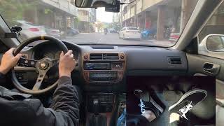 POV Manual Car Driving Commuting to Work with Pedal Cam | Honda Civic