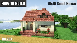 マイクラ建築：レンガ屋根の暖炉のある家の作り方。10x10ブロックで簡単に。No.207【Minecraft】