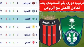 ترتيب دوري يلو السعودي بعد مباراة الأهلى السعودي والرياض.