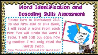 Unit 4 Skills Lesson 23 Decoding Assessment
