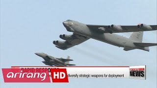 Two B-1B strategic bombers train over Korean skies