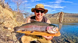 THICK Rainbow Trout Catch & Cook!!! FIRE ROASTED...