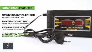 SON-1206D | Smart Battery Charger with Digital Display| 12V 6A | 1080p