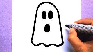 How to draw a Ghost Very Easy Step by Step, Draw cute things