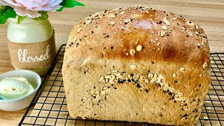 Sesame Bread Recipe| สูตรขนมปังโฮลวีทงาดำ# ขนมปังเพื่อสุขภาพ ไม่นม ไม่ไข่ ไม่ต้องนวด ไม่มีสารเสริม