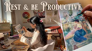 Work & Rest Mindful to boost Productivity & Well-being 💫 Cozy Art Vlog