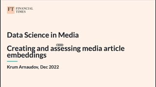 Data science in Media: Creating and assessing media article embeddings