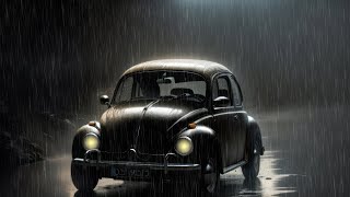 Heavy Rain On VW Fusca Bug Car 🌧️ Black Screen | 12 Hours | Deep Sleep In Series.