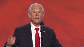 Peter Navarro speaks at the RNC hours after being released from a Florida prison