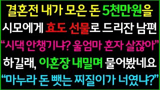 (사이다 사연) 결혼전 모은돈 5천만원을 시모에게 효도선물로 드리자는 남편, 사이다 이혼합니다/드라마라디오/사이다 실화사연