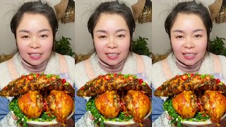 Yummy Spicy Food Mukbang 😋 Eating Braised Chicken Legs, Big Fish With Fried Pork Ribs and Vegetables