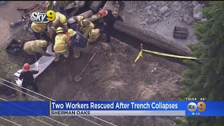 2 Workers Rescued After Shallow Trench Collapses In Sherman Oaks