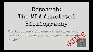 MLA Annotated Bibliography Guidelines