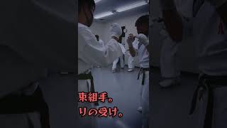 約束組手。前蹴りの受け。#空手道功武館  #土井裕之師範