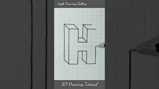 3D Drawing Tutorial, Letter H art
