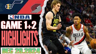 Portland Trail Blazers Vs Utah Jazz Game 1st+2nd Highlights Dec 26,2024 NBA Season 2024-25