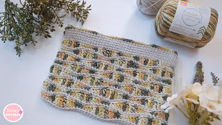 [Can be knitted in just one day!] Wave pattern pouch Great for practicing pattern knitting♪ Crochet