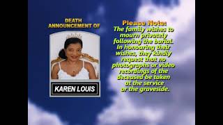 Karen Louis ~ Short Obituary