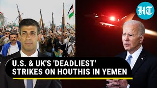 13 Houthi Targets, 8 Drones, 16 Killed: U.S. & UK Rain 'Hellfire' On Yemen | 'Deadliest Strikes Yet'