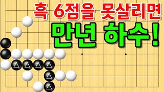 사활 바둑 묘수 - 판타스틱한 대반전의 묘수가 등장합니다. 흑 6점을 살려보세요. #바둑 #사활 #바둑강좌