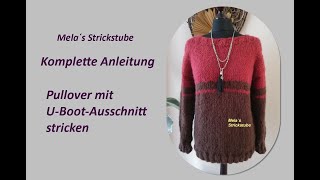 Ragmela 46 -  Pullover mit U-Boot - Ausschnitt, überwiegend in Runden stricken