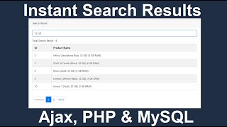 Instant Search Results with Ajax, PHP & MySQL - PHP Project
